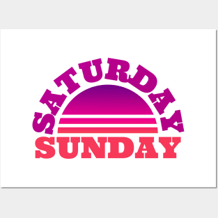 Saturday Sunday Weekend Sunset Pink and Purple shades romantic design Posters and Art